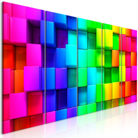 Tableau Imprimé 5 Panneaux "Colourful Cubes Narrow" 90 x 225 cm