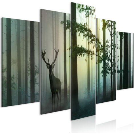 Tableau Imprimé 5 Panneaux "Morning Wide Green" 100 x 200 cm