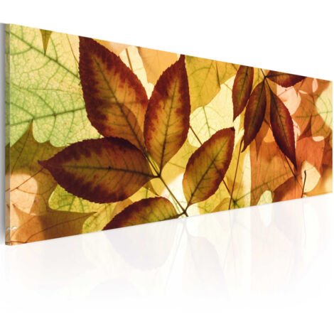 Tableau Imprimé "Collage Feuilles" 45 x 135 cm