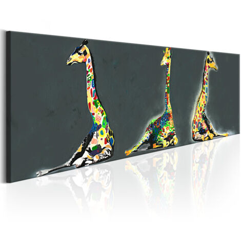 Tableau Imprimé "Colourful Giraffes" 40 x 120 cm