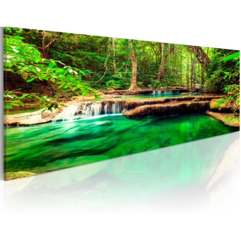 Tableau Imprimé "Emerald Waterfall" 50 x 150 cm