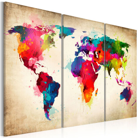 Tableau Imprimé "Rainbow Continents" 60 x 90 cm