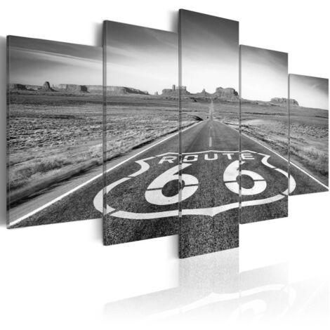 Tableau Imprimé "Route 66 Black & White" 50 x 100 cm