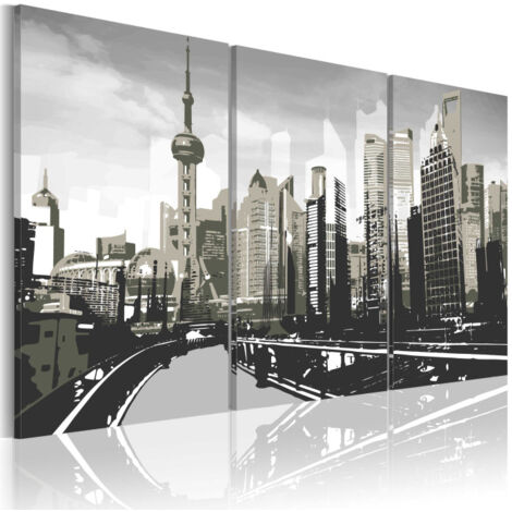 Tableau Imprimé "Shanghai Gris" 60 x 90 cm