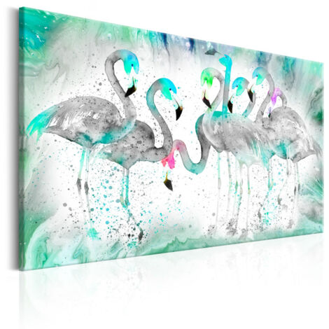 Tableau Imprimé "Turquoise Flamingoes" 60 x 90 cm