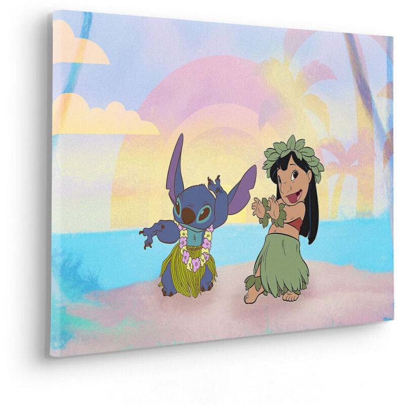 Tableau intissé Lilo et Stitch dansent