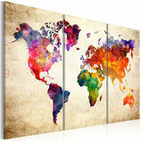 Tableau en liège carte du monde : folie colorée