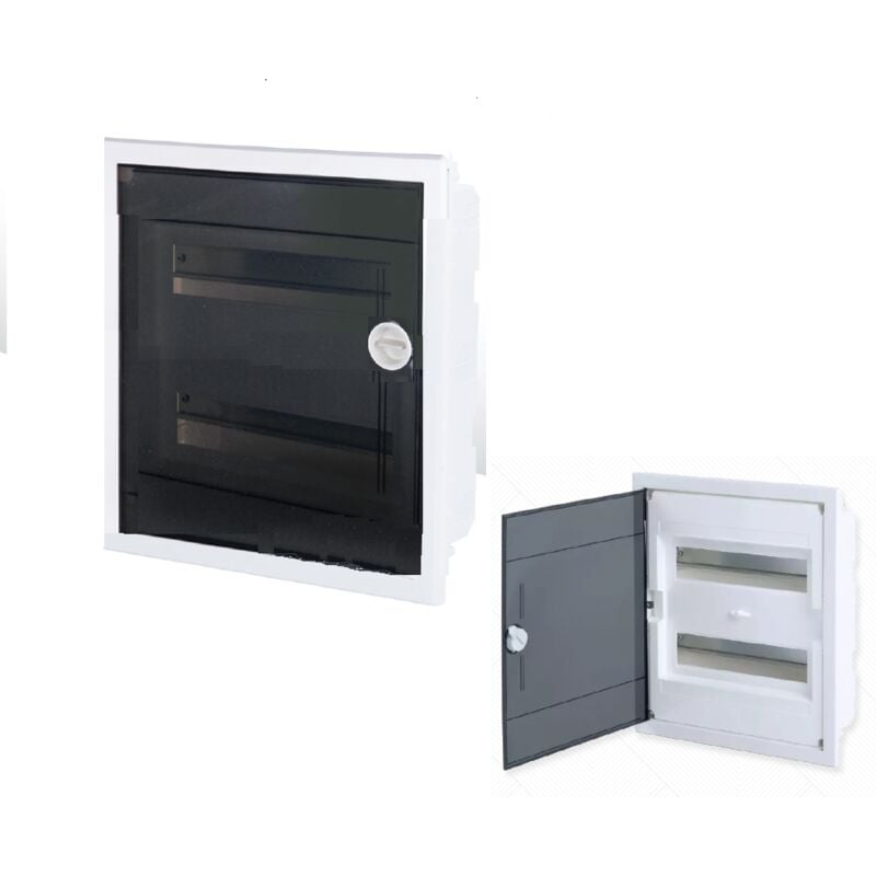 Tableau électrique encastré 24 modules 2 rangées avec porte Translucide