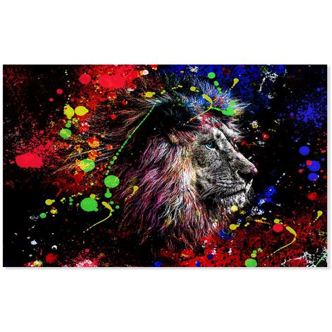 Tableau Lion graffiti pop art - 80x50cm - made in France