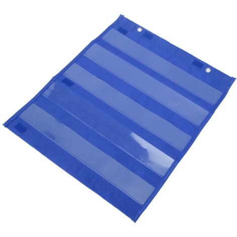 Tableau Magnétique 5 Lignes avec Pochettes Transparentes pour École et Bureau, Organisateur Familier Bleu