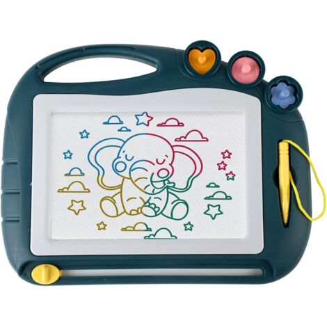 Tableau Magnétique Ardoise Magique - Stylo Magnétique + 3 Timbres Inclus - Cadeau Éducatif et Jouet Créatif - Vert