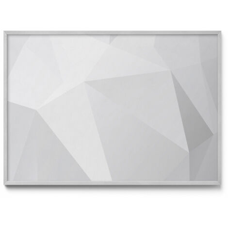Tableau Magnétique décoratif en Métal – idéal pour Aimants - Arrière-plan géométrique 3D - Minimaliste - Cadre Argenté - 100x70 cm - Panneau Magnétique