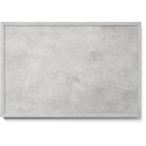 Tableau Magnétique décoratif en Métal – idéal pour Aimants - Texture mur béton - Minimaliste - Cadre Argenté - 60x40 cm - Panneau Magnétique