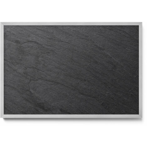 Tableau Magnétique décoratif en Métal – idéal pour Aimants - Texture mur pierre - Minimaliste - Cadre Argenté - 60x40 cm - Panneau Magnétique