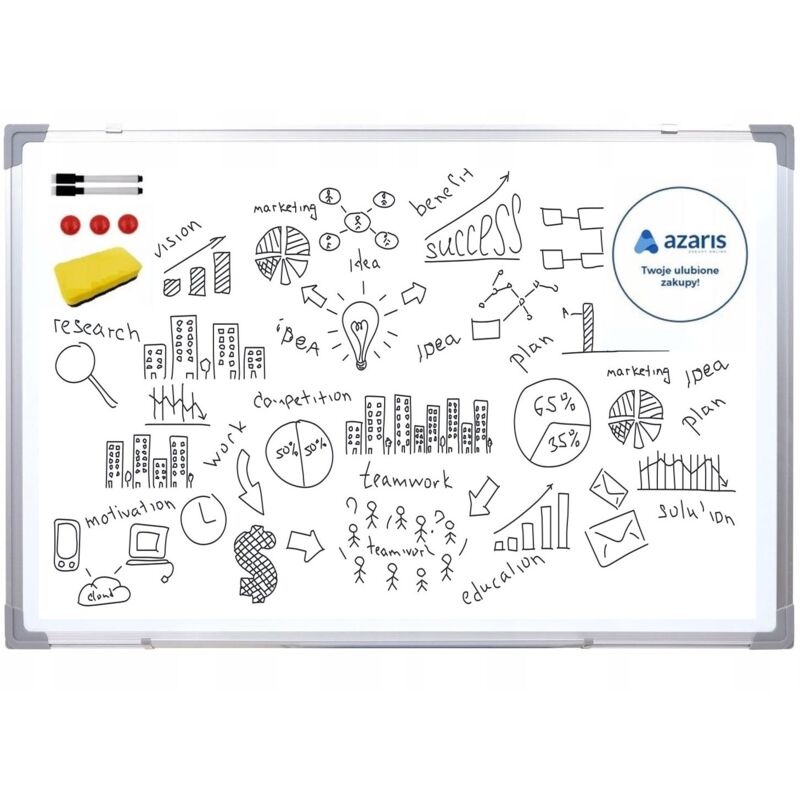 Tableau Magnétique Effaçable À Sec 90x60 Grands Aimants Éponge En Aluminium