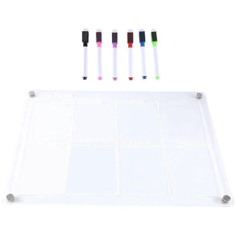 Tableau magnétique effaçable à sec pour calendrier de réfrigérateur, tableau blanc en acrylique, agenda hebdomadaire transparent