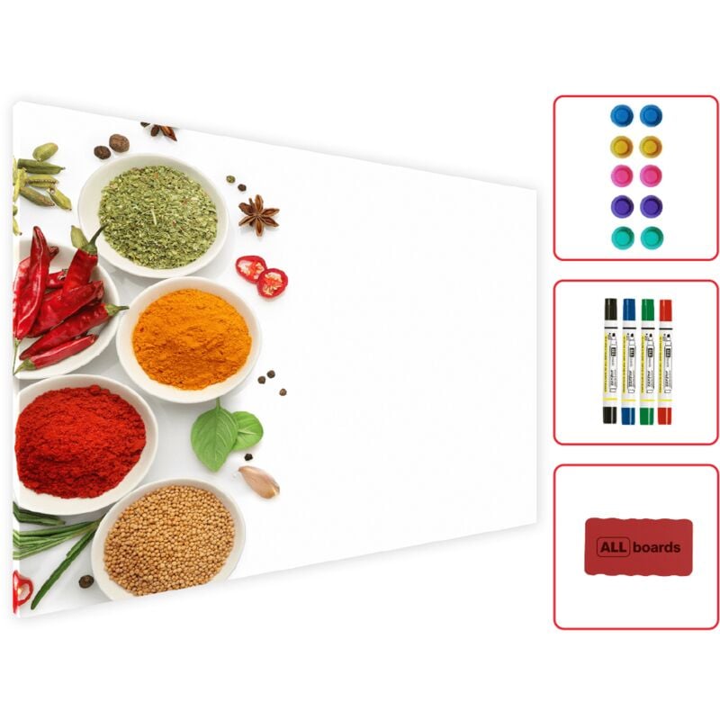 Tableau Magnétique en Métal Motif Épices 60x40cm, MetalBoards pour tout type d'Aimants