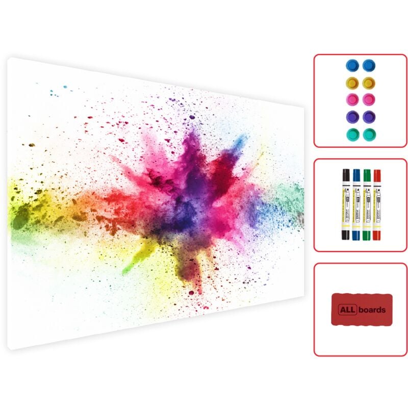 Tableau magnetique en metal motif holy explosion de couleurs 60x40cm metalboards pour tout type da 8