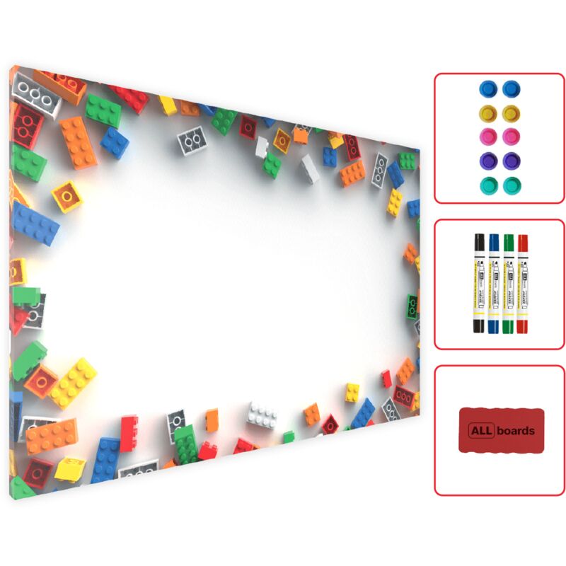 Tableau Magnétique en Métal Motif Légos 60x40cm, MetalBoards pour tout type d'Aimants