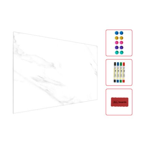 Tableau Magnétique en Métal Motif Marbre Blanc 90x60cm, MetalBoards pour tout type d'Aimants