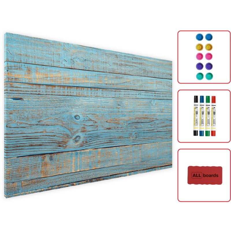 Tableau Magnétique en Métal Motif Planches Bleues 60x40cm, MetalBoards pour tout type d'Aimants