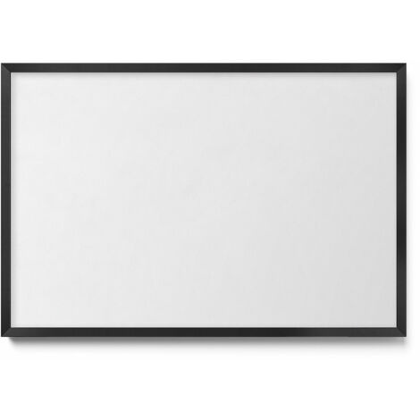 Tableau Magnétique en Métal pour Aimants - Motif Couleur blanche - Minimaliste - Cadre Noir - 60x40 cm - Tableau Métallique Aimanté