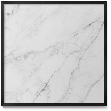 Tableau Magnétique en Métal pour Aimants - Motif Marbre clair délicat - Minimaliste - Cadre Noir - 50x50 cm - Tableau Métallique Aimanté