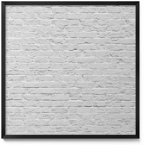 Tableau Magnétique en Métal pour Aimants - Motif Mur en briques clair - Minimaliste - Cadre Noir - 50x50 cm - Tableau Métallique Aimanté