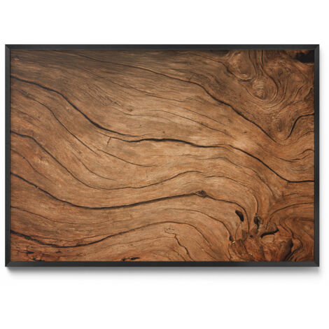 Tableau Magnétique en Métal pour Aimants - Motif Texture bois craquelé - Minimaliste - Cadre Noir - 100x70 cm - Tableau Métallique Aimanté
