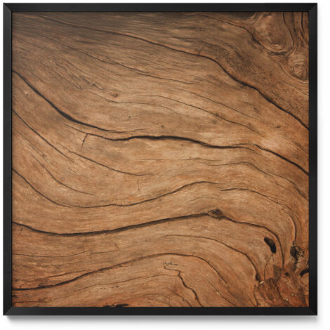 Tableau Magnétique en Métal pour Aimants - Motif Texture bois craquelé - Minimaliste - Cadre Noir - 50x50 cm - Tableau Métallique Aimanté