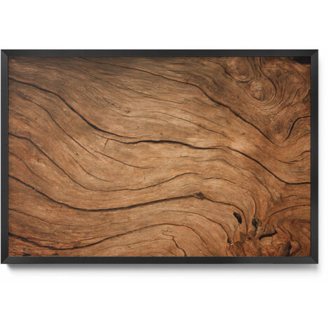 Tableau Magnétique en Métal pour Aimants - Motif Texture bois craquelé - Minimaliste - Cadre Noir - 60x40 cm - Tableau Métallique Aimanté