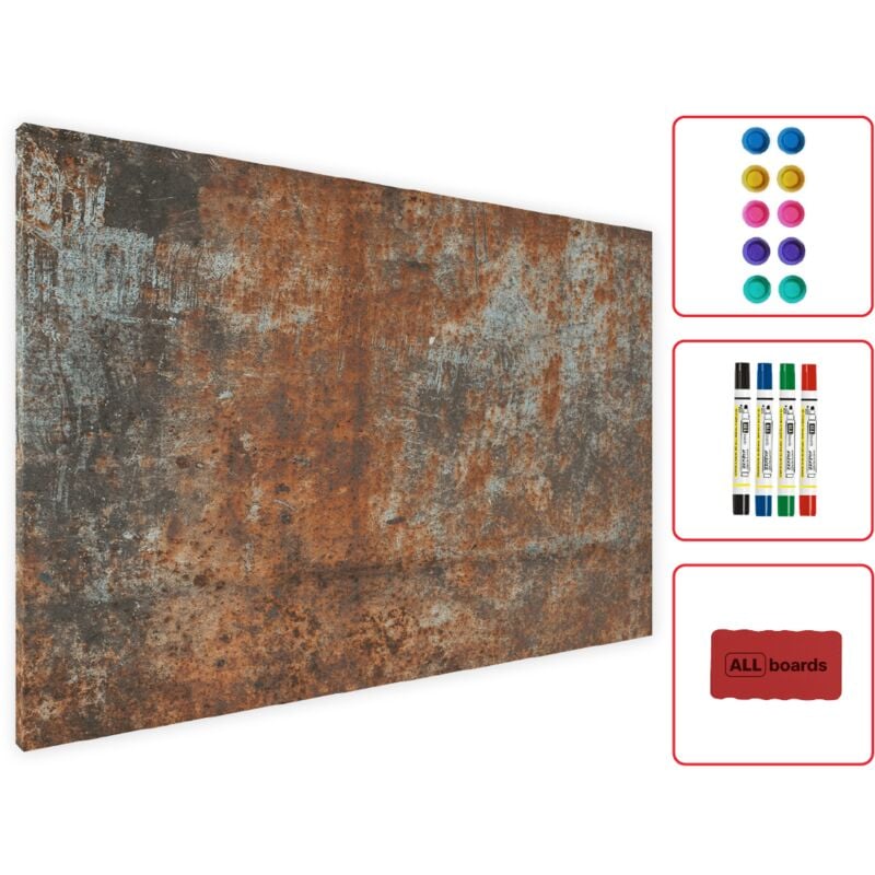 Tableau Magnétique en Métal Style Rouille 90x60cm, MetalBoards pour tout type d'Aimants