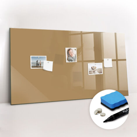 Tableau magnétique, panneau d’affichage, pense-bête, impression sur Verre – 120 cm x 60 cm - Beige