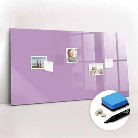 Tableau magnétique, panneau d’affichage, pense-bête, impression sur Verre – 120 cm x 60 cm - Lilas