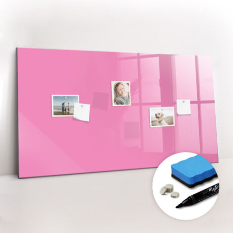 Tableau magnétique, panneau d’affichage, pense-bête, impression sur Verre – 120 cm x 60 cm - Rose
