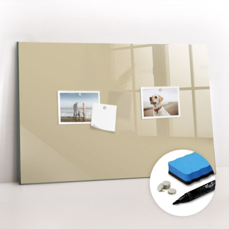 Tableau magnétique, panneau d’affichage, pense-bête, impression sur Verre – 60 cm x 40 cm - Beige