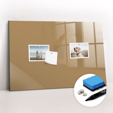 Tableau magnétique, panneau d’affichage, pense-bête, impression sur Verre – 60 cm x 40 cm - Beige