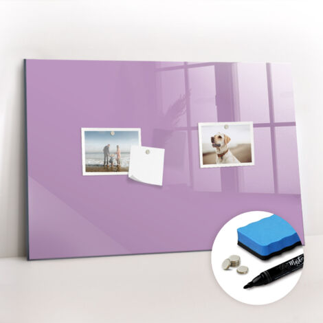 Tableau magnétique, panneau d’affichage, pense-bête, impression sur Verre – 60 cm x 40 cm - Lilas