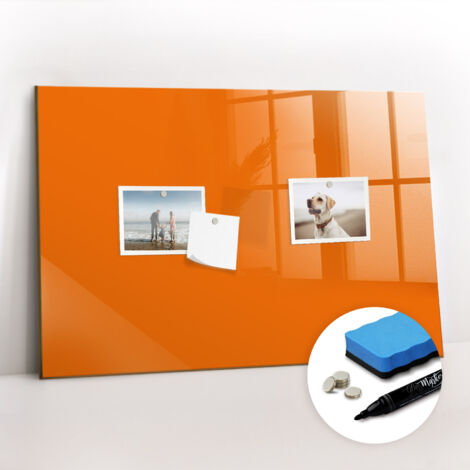 Tableau magnétique, panneau d’affichage, pense-bête, impression sur Verre – 60 cm x 40 cm - Orange