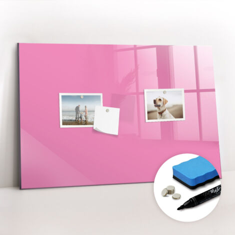 Tableau magnétique, panneau d’affichage, pense-bête, impression sur Verre – 60 cm x 40 cm - Rose