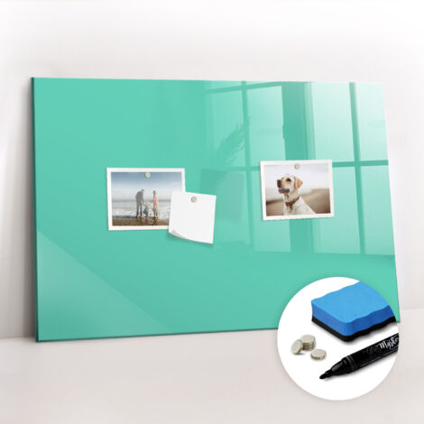 Tableau magnétique, panneau d’affichage, pense-bête, impression sur Verre – 60 cm x 40 cm - Turquoise
