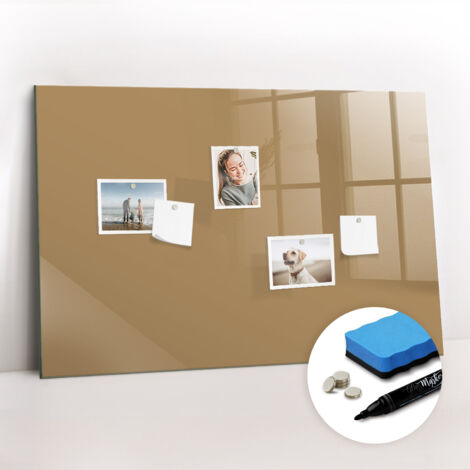Tableau magnétique, panneau d’affichage, pense-bête, impression sur Verre – 90 cm x 60 cm - Beige