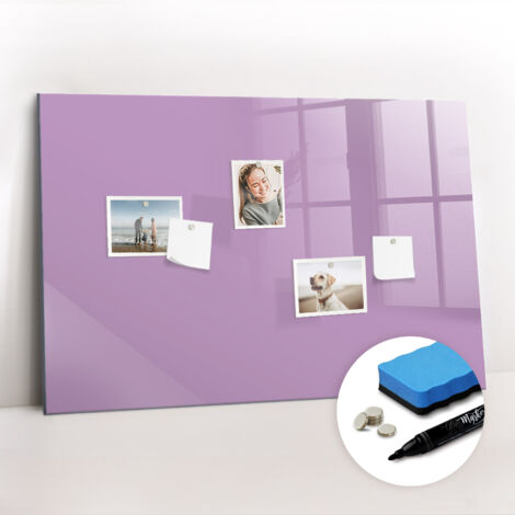 Tableau magnétique, panneau d’affichage, pense-bête, impression sur Verre – 90 cm x 60 cm - Lilas