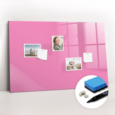 Tableau magnétique, panneau d’affichage, pense-bête, impression sur Verre – 90 cm x 60 cm - Rose