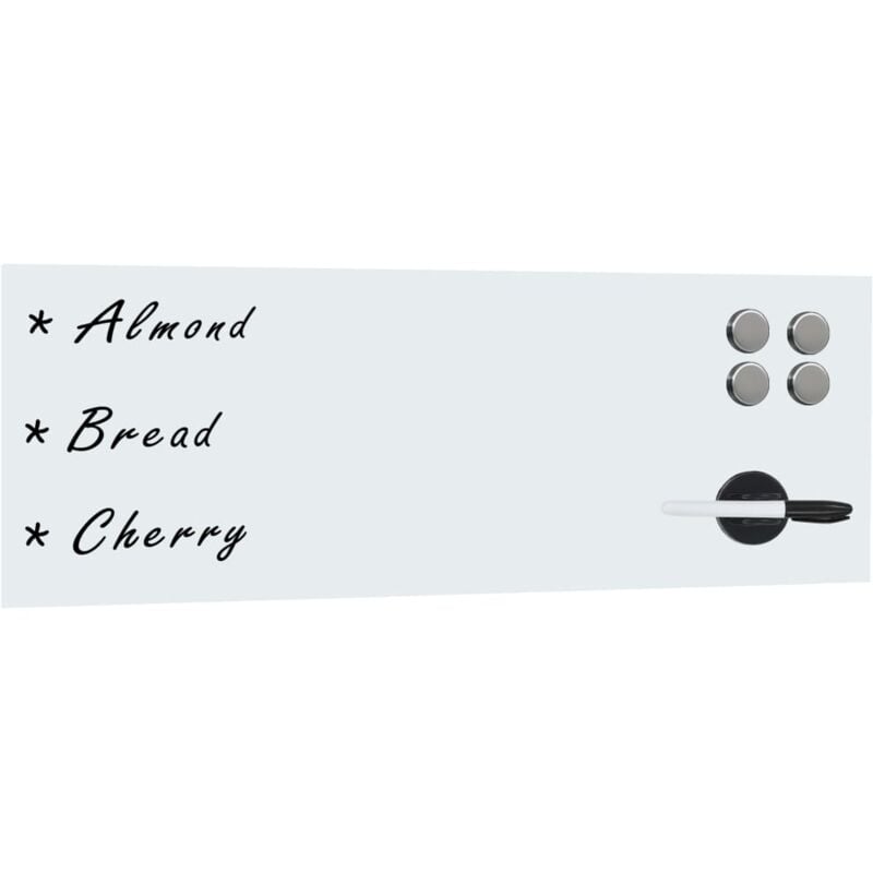 Tableau magnétique panneau écriture école maison bureau mural en verre 60 x 20 cm blanc