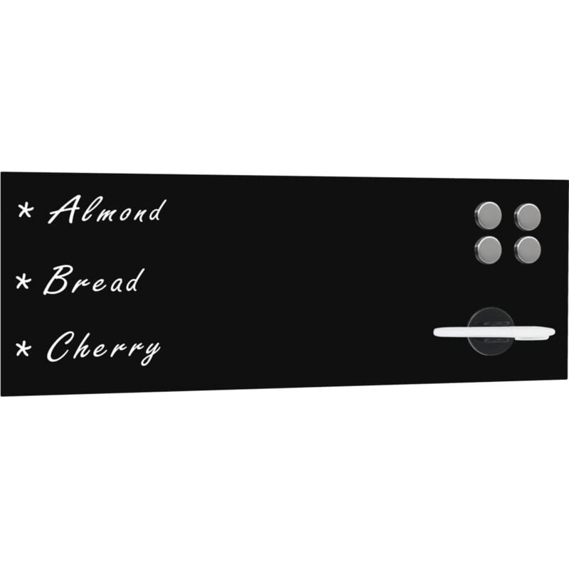 Tableau magnétique panneau écriture école maison bureau mural en verre 60 x 20 cm noir