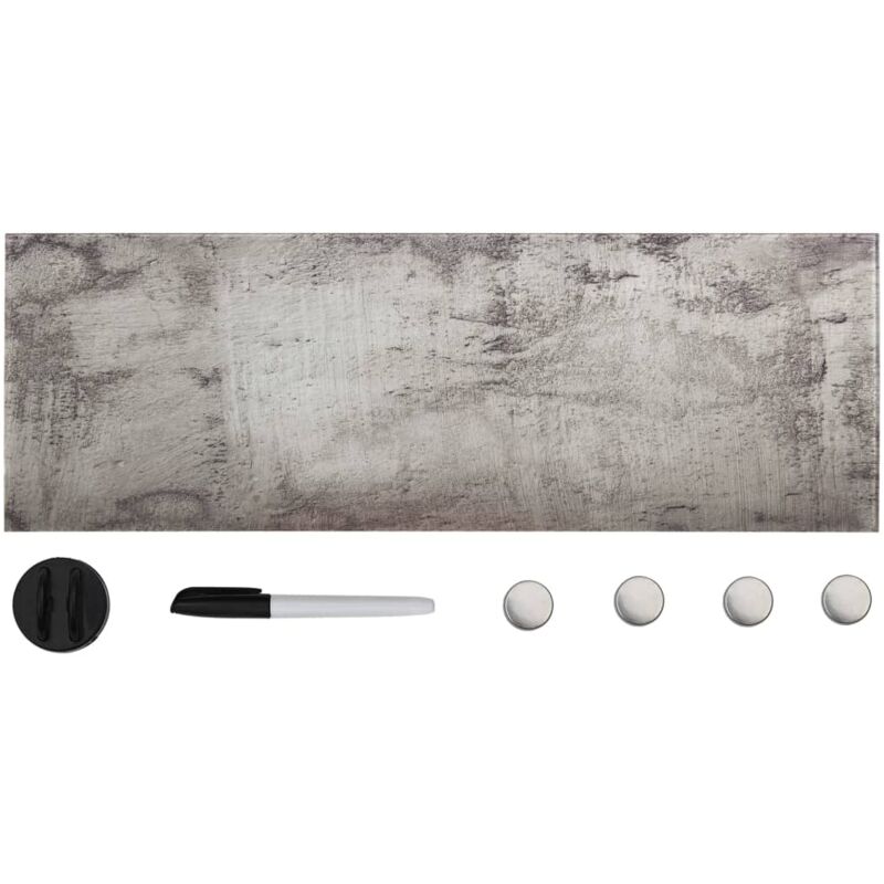 Tableau magnétique panneau écriture école maison bureau mural verre 60 x 20 cm gris