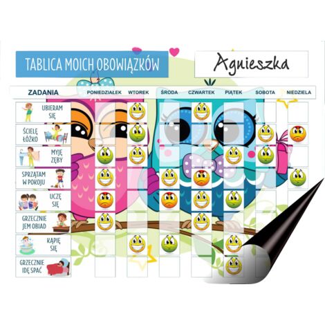 Tableau magnétique pour le réfrigérateur. Agenda enfant + smileys.