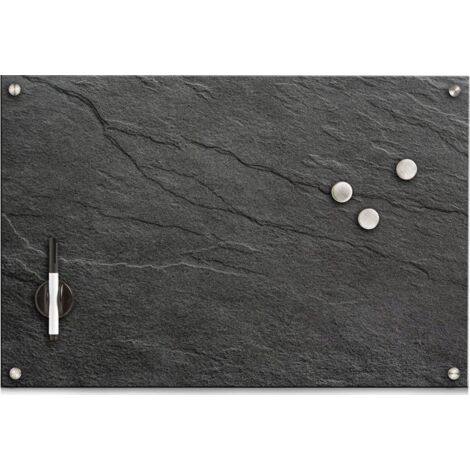 Tableau magnétique transparent 40x60 cm – Panneau en verre trempé – Inclus : marqueur et 3 aimants – Pour bureau et maison – Zeller