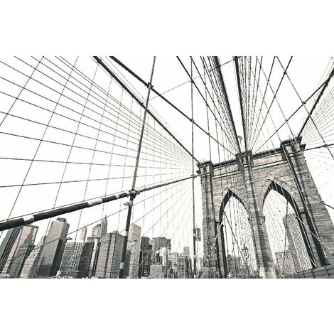Tableau Manhattan II - Villes et paysages - pour Salon, Chambre - Multicolore en Bois, coton, 60 x 120 x 3 cm